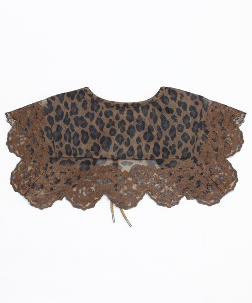 RNA(アールエヌエー)の「E4989 刺繍デタッチャブルカラー(ストール/ショール・レディース・レオパード/アクア/イエロー・FREE)」の5枚目の写真