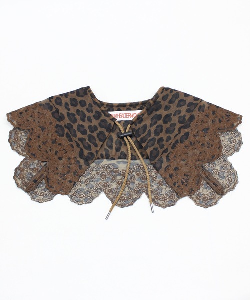 RNA(アールエヌエー)の「E4989 刺繍デタッチャブルカラー(ストール/ショール・レディース・レオパード/アクア/イエロー・FREE)」の4枚目の写真