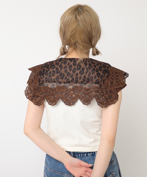 RNA(アールエヌエー)の「E4989 刺繍デタッチャブルカラー(ストール/ショール・レディース・レオパード/アクア/イエロー・FREE)」の6枚目の写真