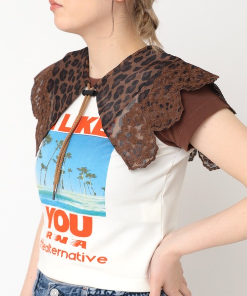 RNA(アールエヌエー)の「E4989 刺繍デタッチャブルカラー(ストール/ショール・レディース・レオパード/アクア/イエロー・FREE)」の11枚目の写真