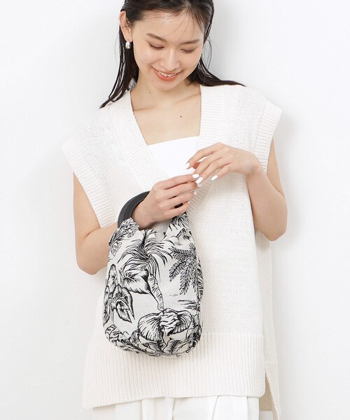 OPAQUE.CLIP（オペークドットクリップ）の「◆【大草直子さんコラボ】サークルハンドルジャカードBAG（ハンドバッグ・レディース・ホワイト系3/ブルー系・00）」の13枚目の写真