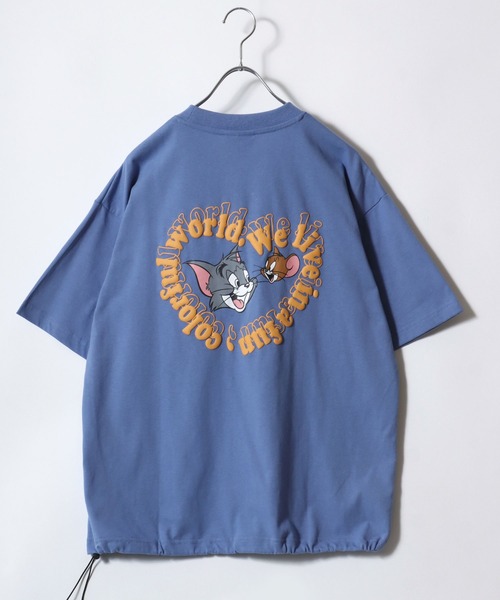 Tom&Jerry(トムアンドジェリー)の「TOM&JERRY(トムとジェリー)キャラクターバックプリント 裾ドロスト半袖Tシャツ メンズ レディース(Tシャツ/カットソー・レディース・ブラック/ブルー/ホワイト系その他/ホワイト・L/M)」の4枚目の写真