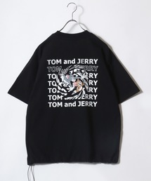 TOM&JERRY(トムとジェリー)キャラクターバックプリント 裾ドロスト半袖Tシャツ メンズ レディース