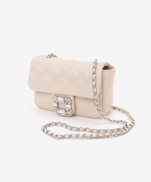 MAJESTIC LEGON（マジェスティックレゴン）の「ビジューキルティングポシェット（ショルダーバッグ・レディース・アイボリー/グレイッシュベージュ/ブラック・FREE）」の15枚目の写真