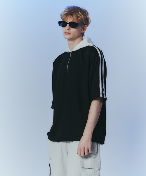 tk.TAKEO KIKUCHI（ティーケータケオキクチ）の「◆ハーフジップラインパーカー（パーカー・メンズ・ホワイト系5/ブラック系4/ブルー系4・02/03）」の3枚目の写真