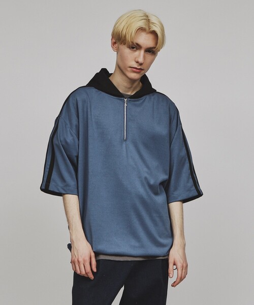 tk.TAKEO KIKUCHI（ティーケータケオキクチ）の「◆ハーフジップラインパーカー（パーカー・メンズ・ホワイト系5/ブラック系4/ブルー系4・02/03）」の7枚目の写真