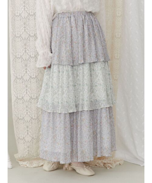 merry jenny（メリージェニー）の「petit flowerティアードスカート（スカート・レディース・ブルー/ピンク・FREE）」の7枚目の写真