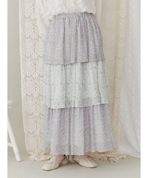 merry jenny（メリージェニー）の「petit flowerティアードスカート（スカート・レディース・ブルー/ピンク・FREE）」の8枚目の写真