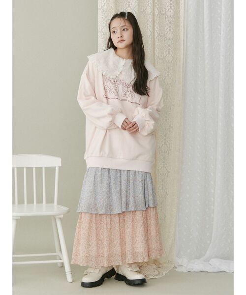 merry jenny（メリージェニー）の「petit flowerティアードスカート（スカート・レディース・ブルー/ピンク・FREE）」の9枚目の写真