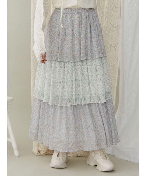 merry jenny（メリージェニー）の「petit flowerティアードスカート（スカート・レディース・ブルー/ピンク・FREE）」の19枚目の写真