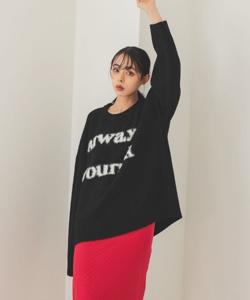 DONOBAN(ドノバン)の「シャギーロゴニット(ニット/セーター・レディース・グレー/アイボリー/ブラック・F)」の8枚目の写真