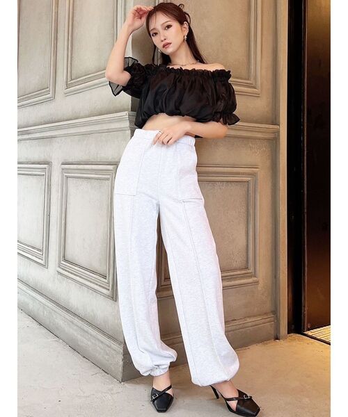 RESEXXY（リゼクシー）の「ストリングスウェットパンツ【セットアップ着用可能】（スウェットパンツ・レディース・ライトグレー/ブラック/チャコールグレー・FREE）」の4枚目の写真