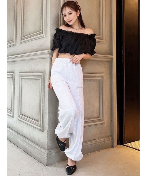 RESEXXY（リゼクシー）の「ストリングスウェットパンツ【セットアップ着用可能】（スウェットパンツ・レディース・ライトグレー/ブラック/チャコールグレー・FREE）」の5枚目の写真