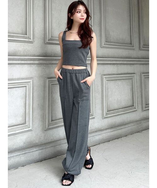 RESEXXY（リゼクシー）の「ストリングスウェットパンツ【セットアップ着用可能】（スウェットパンツ・レディース・ライトグレー/ブラック/チャコールグレー・FREE）」の6枚目の写真