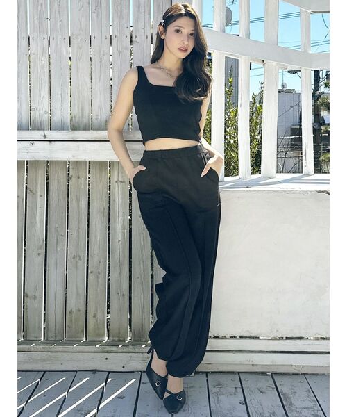 RESEXXY（リゼクシー）の「ストリングスウェットパンツ【セットアップ着用可能】（スウェットパンツ・レディース・ライトグレー/ブラック/チャコールグレー・FREE）」の12枚目の写真