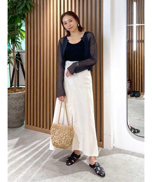 FREE'S MART（フリーズマート）の「◆前後2WAYシアーボーダーカットソーカーディガン（カーディガン/ボレロ・レディース・ホワイト系その他/グレー系その他/グリーン系その他・FREE）」の7枚目の写真