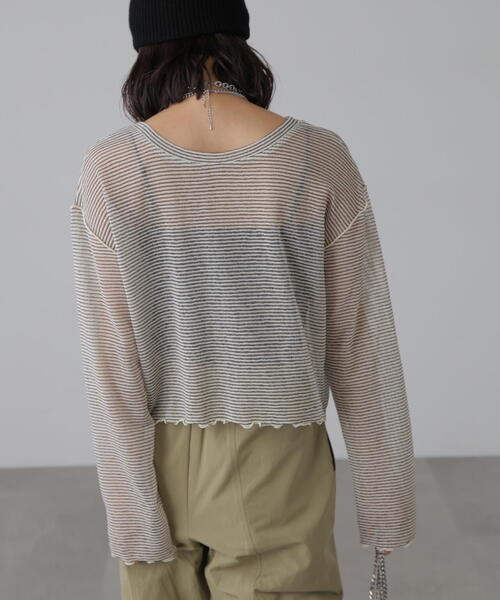 FREE'S MART（フリーズマート）の「◆前後2WAYシアーボーダーカットソーカーディガン（カーディガン/ボレロ・レディース・ホワイト系その他/グレー系その他/グリーン系その他・FREE）」の18枚目の写真