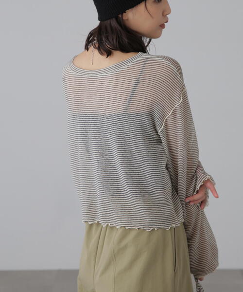 FREE'S MART（フリーズマート）の「◆前後2WAYシアーボーダーカットソーカーディガン（カーディガン/ボレロ・レディース・ホワイト系その他/グレー系その他/グリーン系その他・FREE）」の19枚目の写真