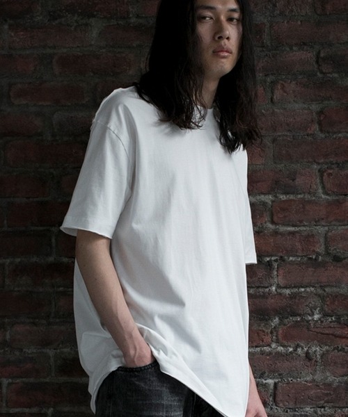 aimoha(アイモハ)の「【aimoha neo】QUALITY COTTON FRAYED EDGE LOOSE FIT TEE (SS)(Tシャツ/カットソー・メンズ・ホワイト/ブラック・SMALL/MEDIUM/LARGE)」の1枚目の写真