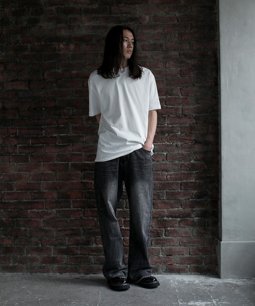 aimoha(アイモハ)の「【aimoha neo】QUALITY COTTON FRAYED EDGE LOOSE FIT TEE (SS)(Tシャツ/カットソー・メンズ・ホワイト/ブラック・SMALL/MEDIUM/LARGE)」の4枚目の写真