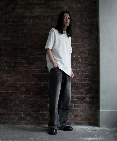 aimoha(アイモハ)の「【aimoha neo】QUALITY COTTON FRAYED EDGE LOOSE FIT TEE (SS)(Tシャツ/カットソー・メンズ・ホワイト/ブラック・SMALL/MEDIUM/LARGE)」の5枚目の写真