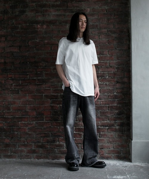 aimoha(アイモハ)の「【aimoha neo】QUALITY COTTON FRAYED EDGE LOOSE FIT TEE (SS)(Tシャツ/カットソー・メンズ・ホワイト/ブラック・SMALL/MEDIUM/LARGE)」の6枚目の写真