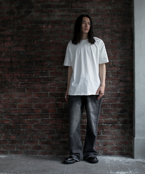 aimoha(アイモハ)の「【aimoha neo】QUALITY COTTON FRAYED EDGE LOOSE FIT TEE (SS)(Tシャツ/カットソー・メンズ・ホワイト/ブラック・SMALL/MEDIUM/LARGE)」の7枚目の写真