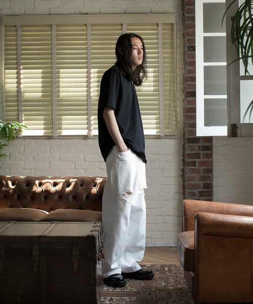 aimoha(アイモハ)の「【aimoha neo】QUALITY COTTON FRAYED EDGE LOOSE FIT TEE (SS)(Tシャツ/カットソー・メンズ・ホワイト/ブラック・SMALL/MEDIUM/LARGE)」の19枚目の写真