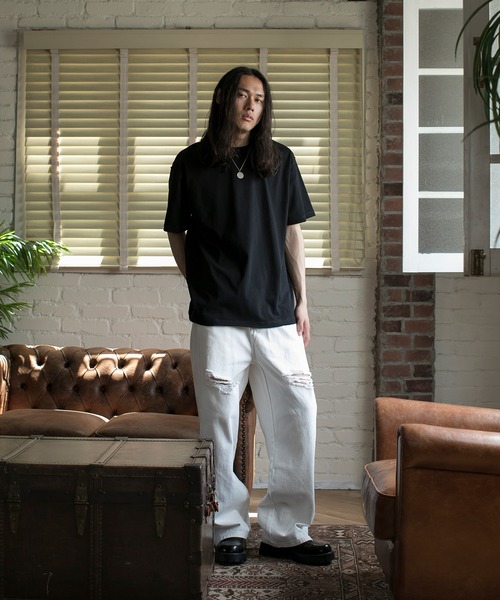 aimoha(アイモハ)の「【aimoha neo】QUALITY COTTON FRAYED EDGE LOOSE FIT TEE (SS)(Tシャツ/カットソー・メンズ・ホワイト/ブラック・SMALL/MEDIUM/LARGE)」の20枚目の写真