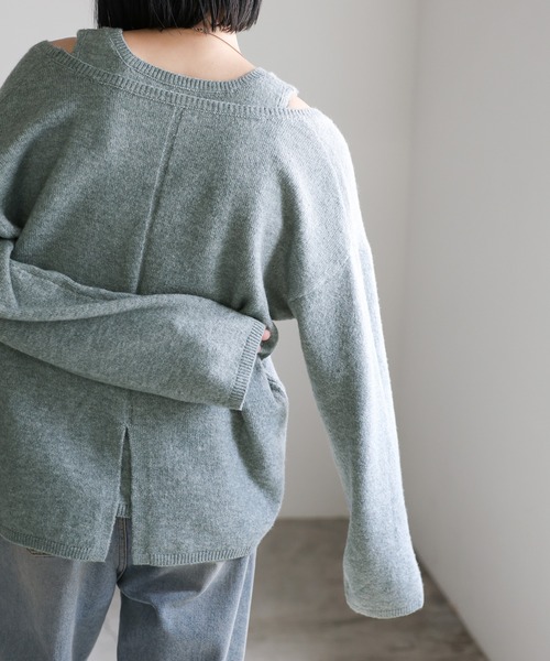 select MOCA(セレクトモカ)の「レイヤードVネックニットセット(ニット/セーター・レディース・グレイッシュブルー/チャコールグレー/ブラック/ネイビー/ベージュ/ブラウン・FREE)」の14枚目の写真