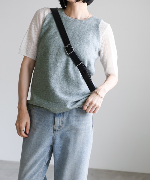 select MOCA(セレクトモカ)の「レイヤードVネックニットセット(ニット/セーター・レディース・グレイッシュブルー/チャコールグレー/ブラック/ネイビー/ベージュ/ブラウン・FREE)」の17枚目の写真