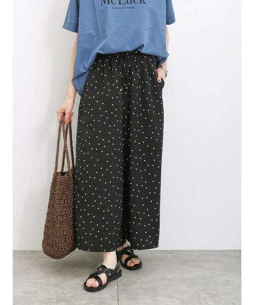 Samansa Mos2 blue（サマンサモスモスブルー）の「【接触冷感】柄アソートガウチョパンツ（その他パンツ・レディース・キナリ/ブラック/サックスブルー/チャコールグレー・F）」の6枚目の写真