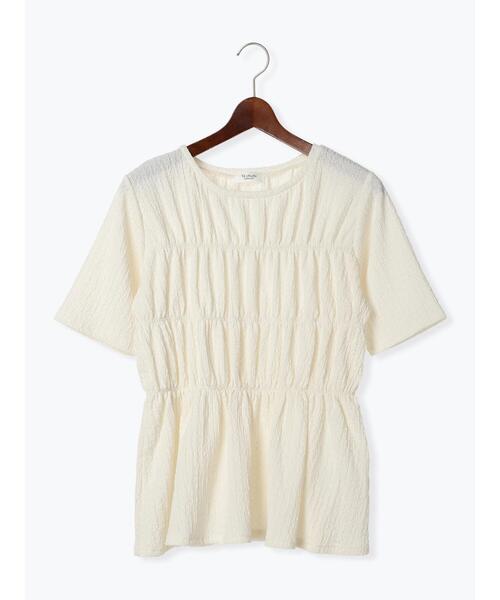 Te chichi TERRASSE(テチチテラス)の「シャーリングペプラムトップス(Tシャツ/カットソー・レディース・サックスブルー/ブラック/オフホワイト・F)」の2枚目の写真