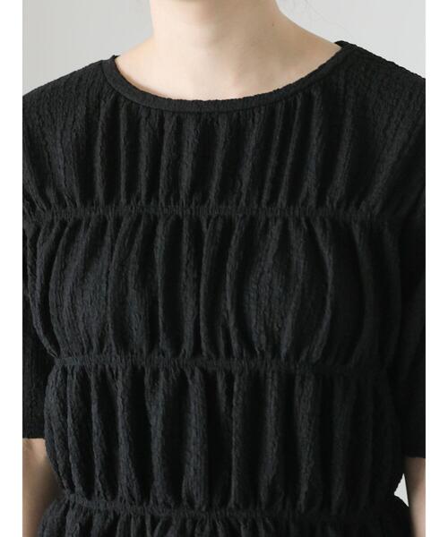 Te chichi TERRASSE(テチチテラス)の「シャーリングペプラムトップス(Tシャツ/カットソー・レディース・サックスブルー/ブラック/オフホワイト・F)」の11枚目の写真