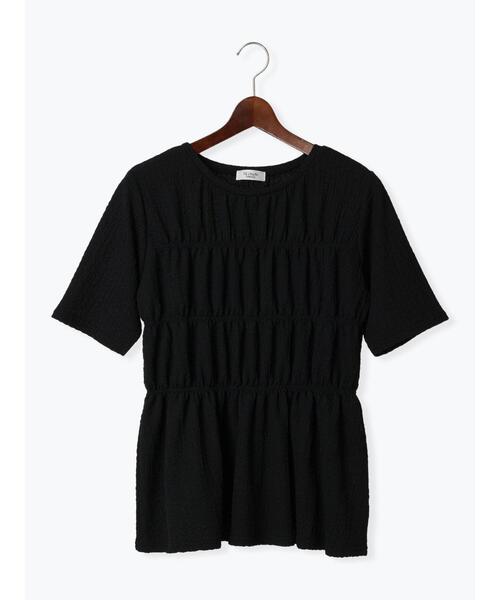 Te chichi TERRASSE(テチチテラス)の「シャーリングペプラムトップス(Tシャツ/カットソー・レディース・サックスブルー/ブラック/オフホワイト・F)」の13枚目の写真