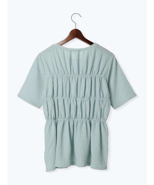 Te chichi TERRASSE(テチチテラス)の「シャーリングペプラムトップス(Tシャツ/カットソー・レディース・サックスブルー/ブラック/オフホワイト・F)」の15枚目の写真