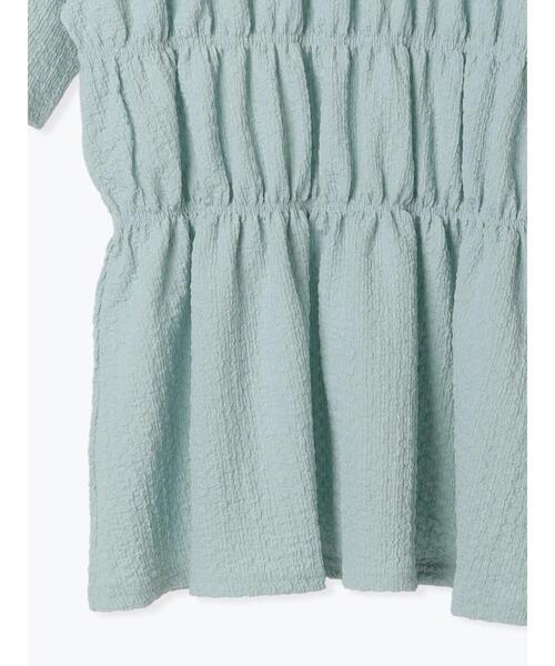 Te chichi TERRASSE(テチチテラス)の「シャーリングペプラムトップス(Tシャツ/カットソー・レディース・サックスブルー/ブラック/オフホワイト・F)」の8枚目の写真