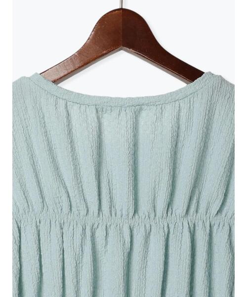 Te chichi TERRASSE(テチチテラス)の「シャーリングペプラムトップス(Tシャツ/カットソー・レディース・サックスブルー/ブラック/オフホワイト・F)」の9枚目の写真