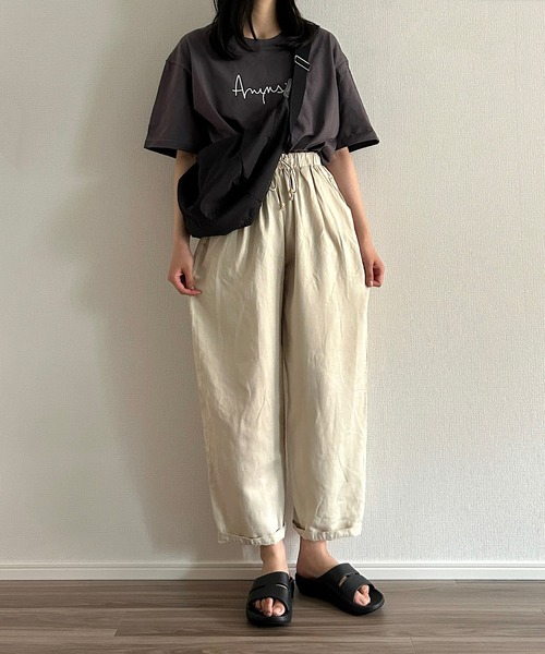 Cham.（チャム）の「ウエストリボンワイドパンツ（その他パンツ・レディース・ブラウン/ブラック/ネイビー/ベージュ/ナチュラル・F）」の3枚目の写真