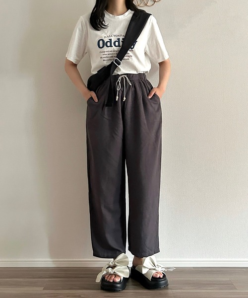 Cham.（チャム）の「ウエストリボンワイドパンツ（その他パンツ・レディース・ブラウン/ブラック/ネイビー/ベージュ/ナチュラル・F）」の5枚目の写真