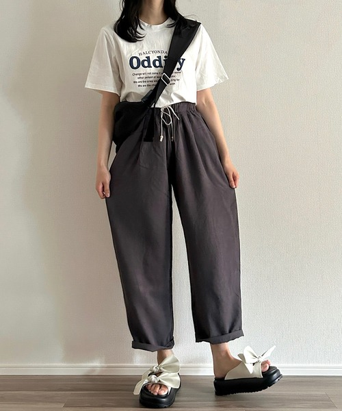Cham.（チャム）の「ウエストリボンワイドパンツ（その他パンツ・レディース・ブラウン/ブラック/ネイビー/ベージュ/ナチュラル・F）」の7枚目の写真