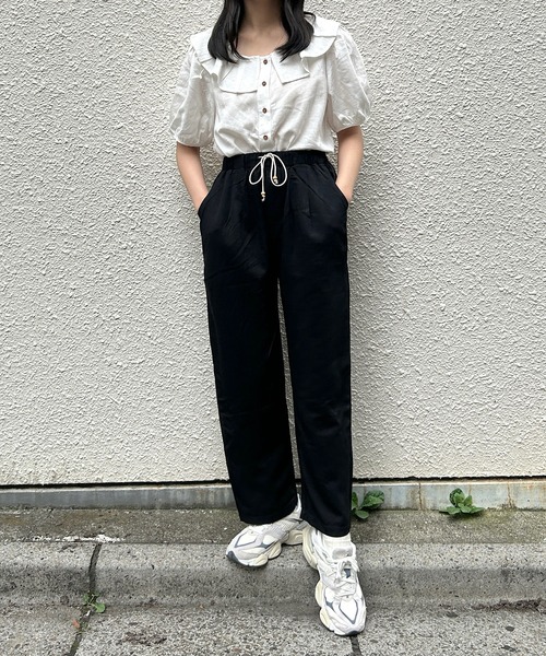 Cham.（チャム）の「ウエストリボンワイドパンツ（その他パンツ・レディース・ブラウン/ブラック/ネイビー/ベージュ/ナチュラル・F）」の10枚目の写真