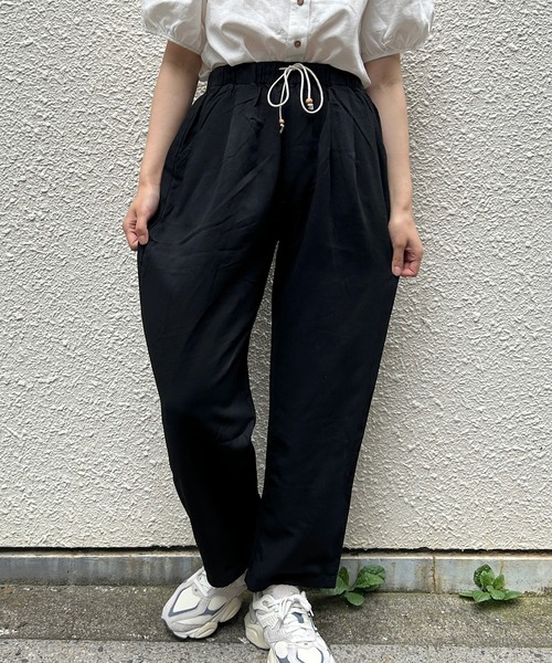 Cham.（チャム）の「ウエストリボンワイドパンツ（その他パンツ・レディース・ブラウン/ブラック/ネイビー/ベージュ/ナチュラル・F）」の11枚目の写真