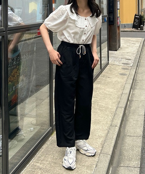 Cham.（チャム）の「ウエストリボンワイドパンツ（その他パンツ・レディース・ブラウン/ブラック/ネイビー/ベージュ/ナチュラル・F）」の13枚目の写真