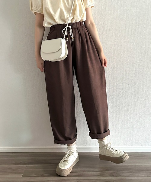 Cham.（チャム）の「ウエストリボンワイドパンツ（その他パンツ・レディース・ブラウン/ブラック/ネイビー/ベージュ/ナチュラル・F）」の14枚目の写真