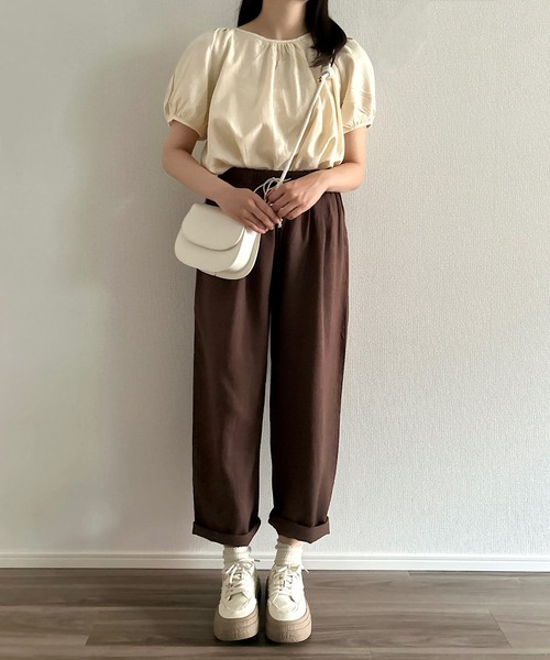 Cham.（チャム）の「ウエストリボンワイドパンツ（その他パンツ・レディース・ブラウン/ブラック/ネイビー/ベージュ/ナチュラル・F）」の15枚目の写真