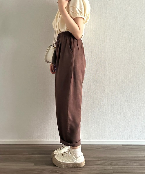 Cham.（チャム）の「ウエストリボンワイドパンツ（その他パンツ・レディース・ブラウン/ブラック/ネイビー/ベージュ/ナチュラル・F）」の16枚目の写真