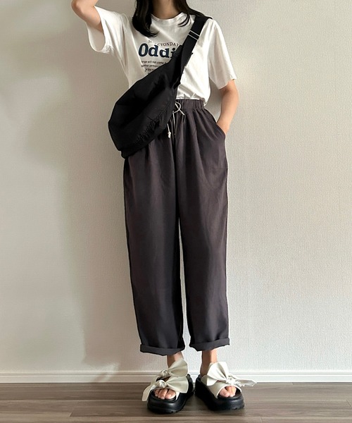 Cham.（チャム）の「ウエストリボンワイドパンツ（その他パンツ・レディース・ブラウン/ブラック/ネイビー/ベージュ/ナチュラル・F）」の20枚目の写真