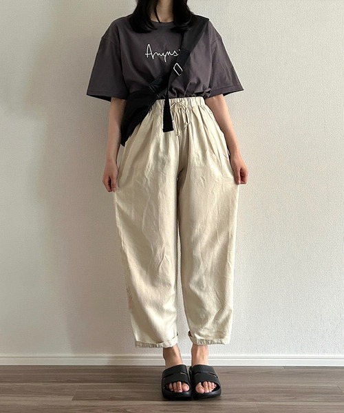Cham.（チャム）の「ウエストリボンワイドパンツ（その他パンツ・レディース・ブラウン/ブラック/ネイビー/ベージュ/ナチュラル・F）」の21枚目の写真