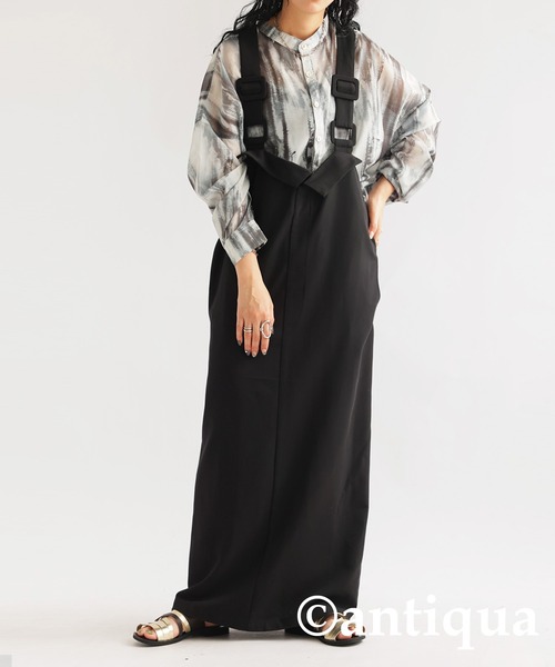 antiqua(アンティカ)の「サロペットワンピース(サロペット/オーバーオール・レディース・グレー/ブラック・ONESIZE)」の8枚目の写真